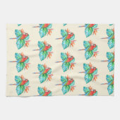 Tropische Macaw Parrot Tan keukenhanddoek (Horizontaal)