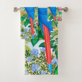 Tropische Macaw Parrots Bath Towel Set Bad Handdoek