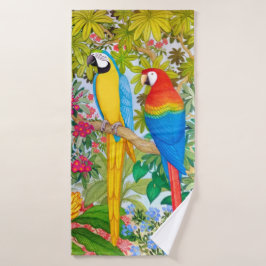 Tropische Macaw Parrots Bath Towel Set Bad Handdoek