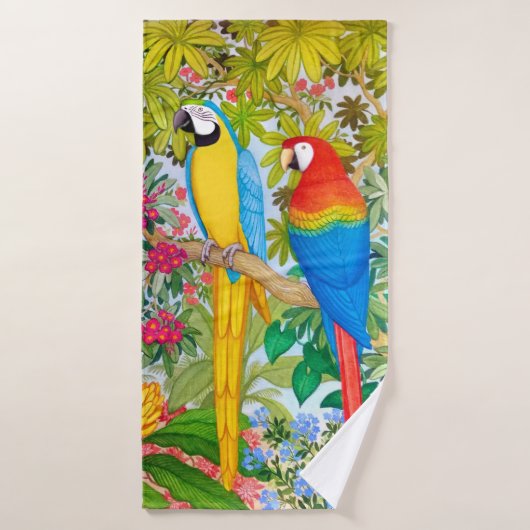 Tropische Macaw Parrots Bath Towel Set Bad Handdoek (Badhanddoek)
