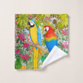 Tropische Macaw Parrots Bath Towel Set Bad Handdoek (Wasdoekje)