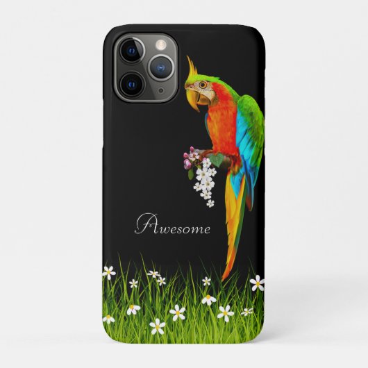 Tropische Macaw & White Flowers op zwart Case-Mate iPhone Case (Achterkant)