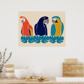 Tropische Macaws, vogelillustraties Poster (Keuken)