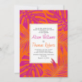 Tropische magenta en levendige oranje bladeren bru kaart (Voorkant)