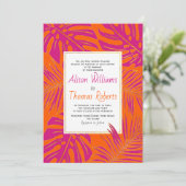 Tropische magenta en levendige oranje bladeren bru kaart (Staand voorkant)