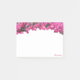 Tropische magenta roze bloemen op wit post-it® notes