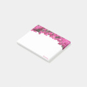 Tropische magenta roze bloemen op wit post-it® notes (Schuin)