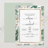 Tropische Magnolia Floral Wedding Invitation Flyer Kaart (Voorkant / Achterkant)