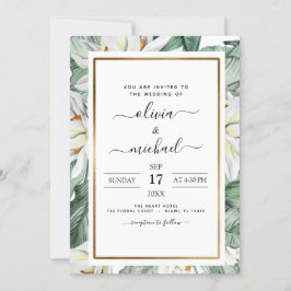 Tropische Magnolia Floral Wedding Invitation Flyer Kaart
