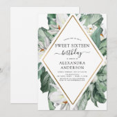 Tropische Magnolia Sweet Zestien Verjaardagsfeest  Kaart (Voorkant / Achterkant)