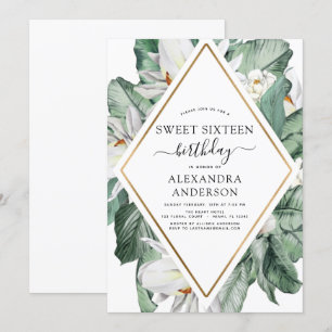 Tropische Magnolia Sweet Zestien Verjaardagsfeest  Kaart