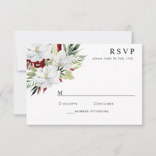 Tropische Magnolia White Green RSVP-kaart RSVP Kaartje