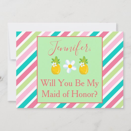Tropische Maid of Honor Voorstel Ananas Thema Kaart (Voorkant)