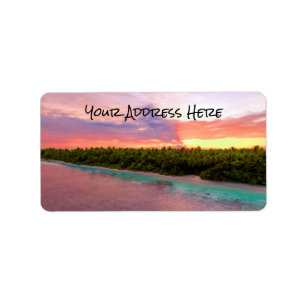 Tropische Maldiven Palm Trees Island Beach Sunset Etiket