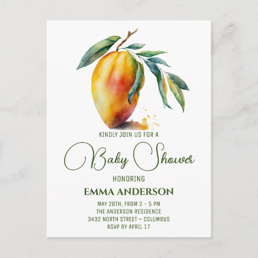 Tropische Mango | BABY SHOWER Briefkaart (Voorkant)
