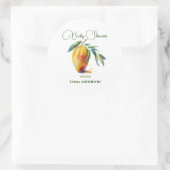 Tropische Mango | Baby Shower Ronde Sticker (Tas)