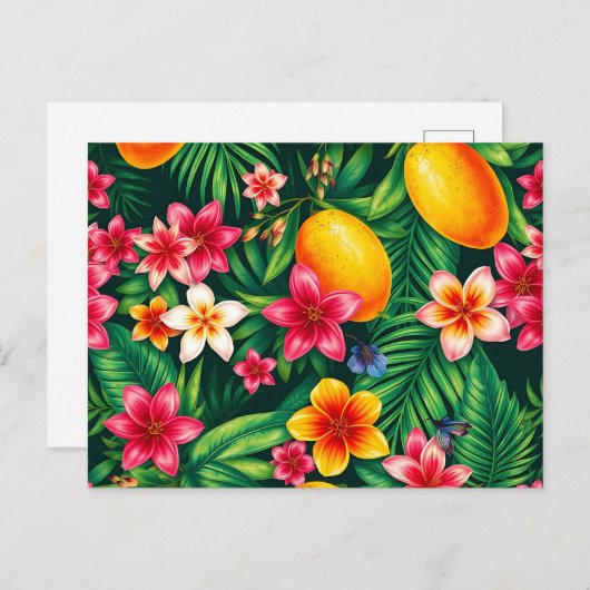 Tropische mango en palmblad patroon briefkaart (Voorkant / Achterkant)