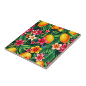 Tropische mango en palmblad patroon tegeltje (Zijkant)