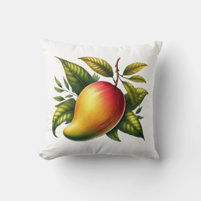 Tropische mango fruit botanisch kussen (Voorkant)