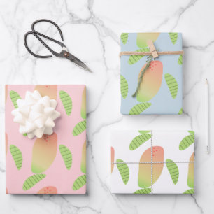 Tropische Mango Fruit Groene Sinaasappel Inpakpapier Vel