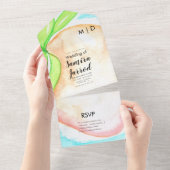 Tropische Mango Handgeschilderde Zomerhuwelijk   All In One Uitnodiging (Afscheurbaar)