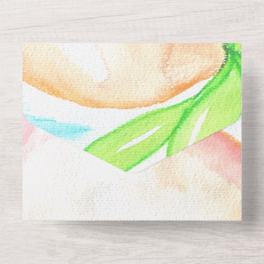 Tropische Mango Handgeschilderde Zomerhuwelijk   All In One Uitnodiging (Achterkant)