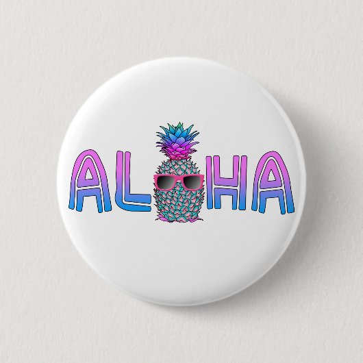 Tropische mantel Aloha-ananas Ronde Button 5,7 Cm (Voorkant)