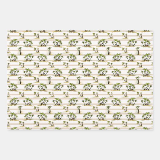 Tropische mantel en palmen inpakpapier vel (Voorkant)