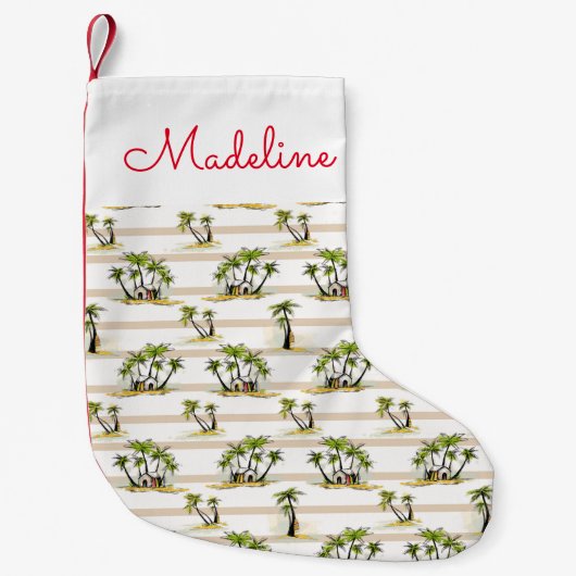 Tropische mantel en palmen | Jouw namen toevoegen Kleine Kerstsok (Voorkant)