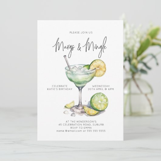 Tropische Margarita Cocktail Party Uitnodiging (Staand voorkant)