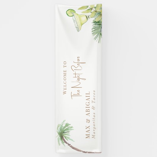Tropische Margaritas & Tacos de avond ervoor Spandoek (Verticaal)