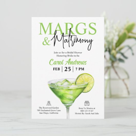 Tropische Margs & Huwelijk Vrijgezellenfeest Kaart (Staand voorkant)