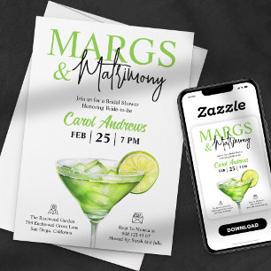 Tropische Margs & Matrimony Bruiloftsfeest Kaart