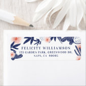 Tropische marine blauwe cactus & roze bloemen etiket (Insitu)