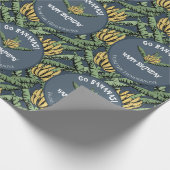 Tropische Marine Blue Go Bananas Verjaardag Banaan Cadeaupapier (Hoek)