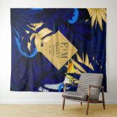 Tropische marine en gouden bruiloft Welkom Wandkleed (In Situ (horizontaal))