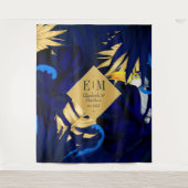 Tropische marine en gouden bruiloft Welkom Wandkleed (Voorkant)