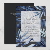 Tropische marineblauw blauw bladerwonden bruiloft  (Voorkant / Achterkant)