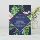 Tropische marineblauwe Waterverf geometrische brui Kaart (Staand voorkant)