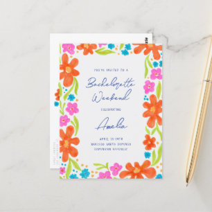 Tropische Marker schets Bloem Border Bachelorette Briefkaart