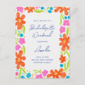 Tropische Marker schets Bloem Border Bachelorette Briefkaart (Voorkant)