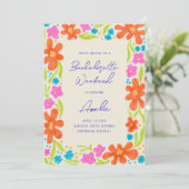 Tropische Marker schets Bloem Border Bachelorette Kaart (Staand voorkant)