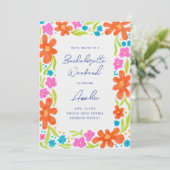 Tropische Marker schets Bloem Border Bachelorette Kaart (Staand voorkant)