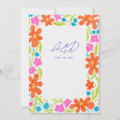 Tropische Marker Schets Bloem Grens Bruiloft Kaart (Achterkant)