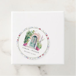 Tropische Marokkaanse Doorway Waterverf bruiloft Bedankjes Labels