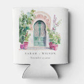 Tropische Marokkaanse Doorway Waterverf bruiloft Blikjeskoeler (Achterkant)