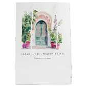 Tropische Marokkaanse Doorway Waterverf bruiloft Medium Cadeauzakje (Achterkant)
