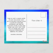 Tropische mededeling van de Neon Beachy Palm Movin Briefkaart (Achterkant)