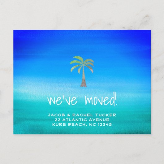 Tropische mededeling van de Neon Beachy Palm Movin Briefkaart (Voorkant)