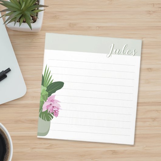 Tropische Medinilla Bloem Groene Vaas Naam Lined Notitieblok